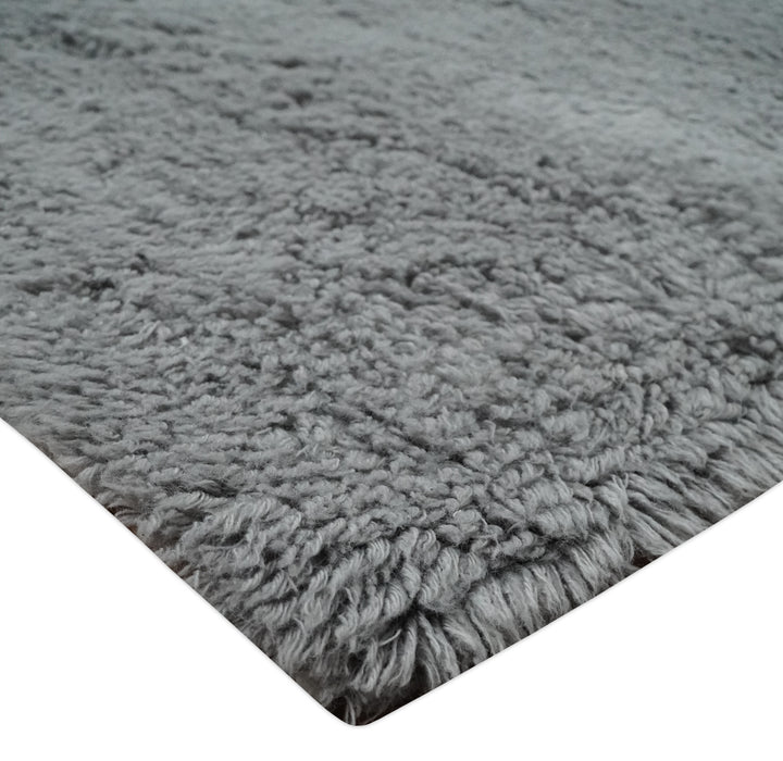 Ready to Ship 3x5 Hand Woven Modern Solid Design Gray Wool Rug