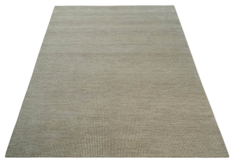 8x10 Beige and Ivory Hand Knotted Rug Contemporary area Rug - The Rug Decor