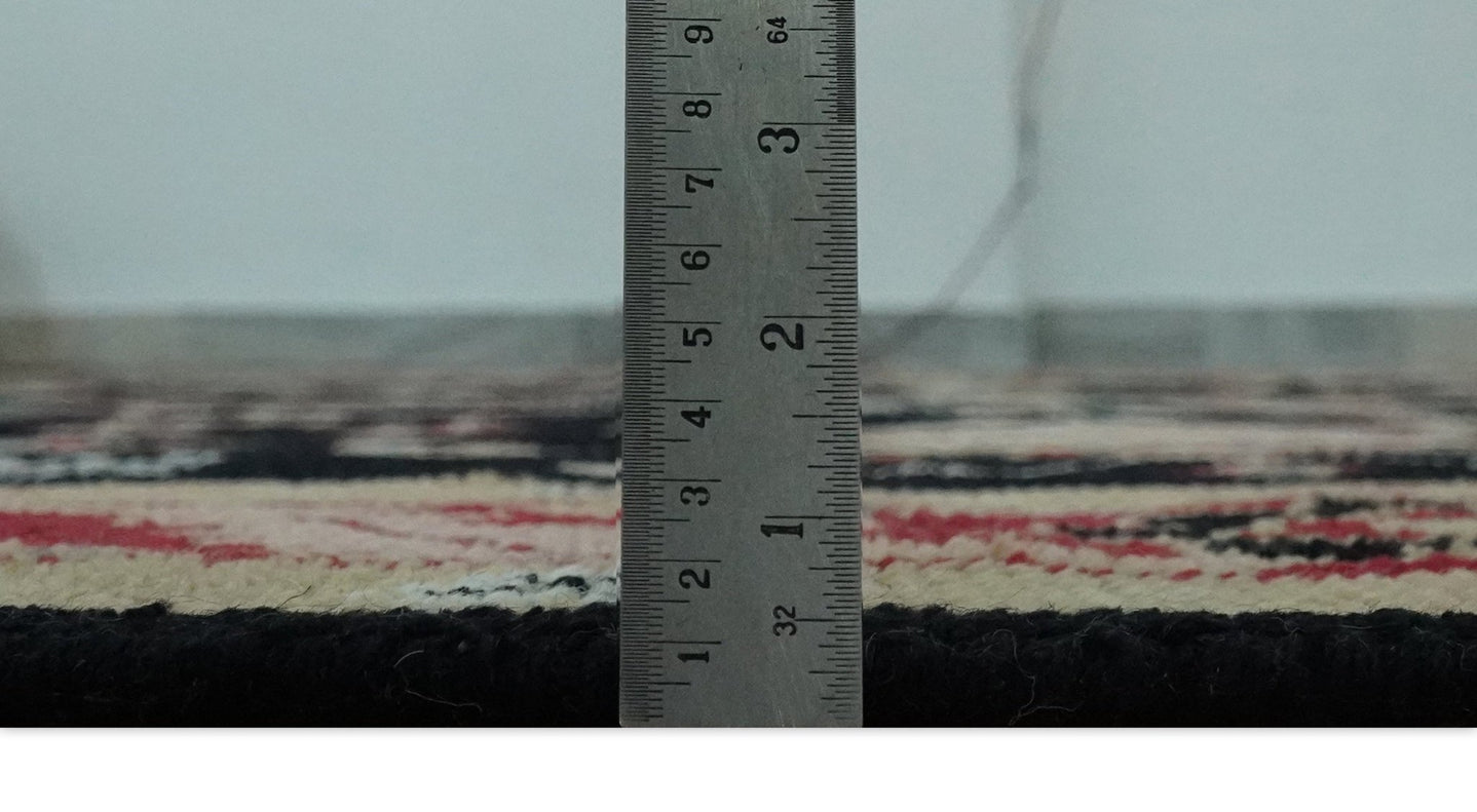 8x10 Black, Rust, and Olive Traditional Oriental Hand Knotted Wool Area Rug - The Rug Decor