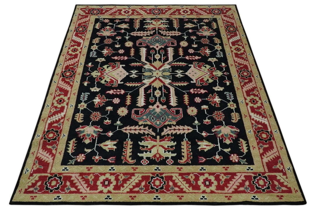 Rust And Olive Rug Black, Rust, and Olive Traditional Oriental Hand Knotted Wool Area Rug ...