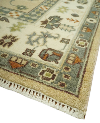 8x10 Camel, Ivory and Gray Hand knotted Oriental Oushak wool area rug - The Rug Decor