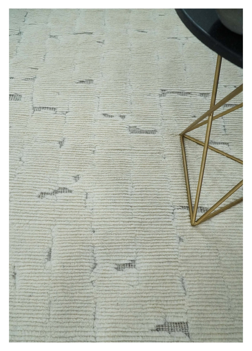 8x10 carved pattern Beige and Gray hand knotted wool rug - The Rug Decor