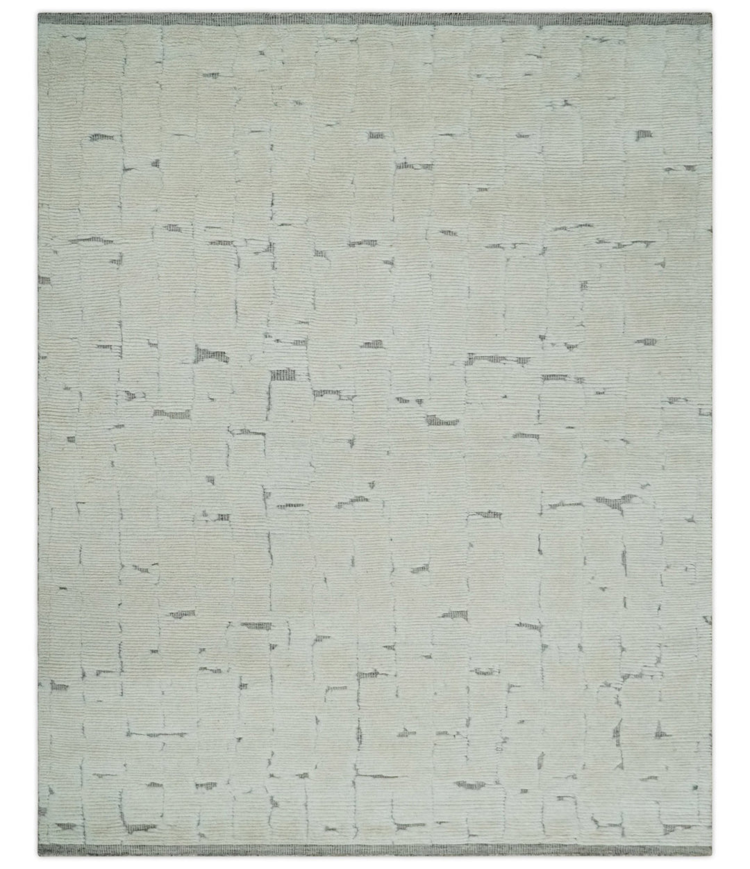8x10 carved pattern Beige and Gray hand knotted wool rug - The Rug Decor