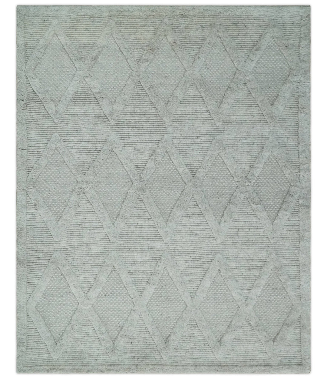 8x10 carved Texture Silver and Charcoal Geometrical hand knotted wool Area rug - The Rug Decor