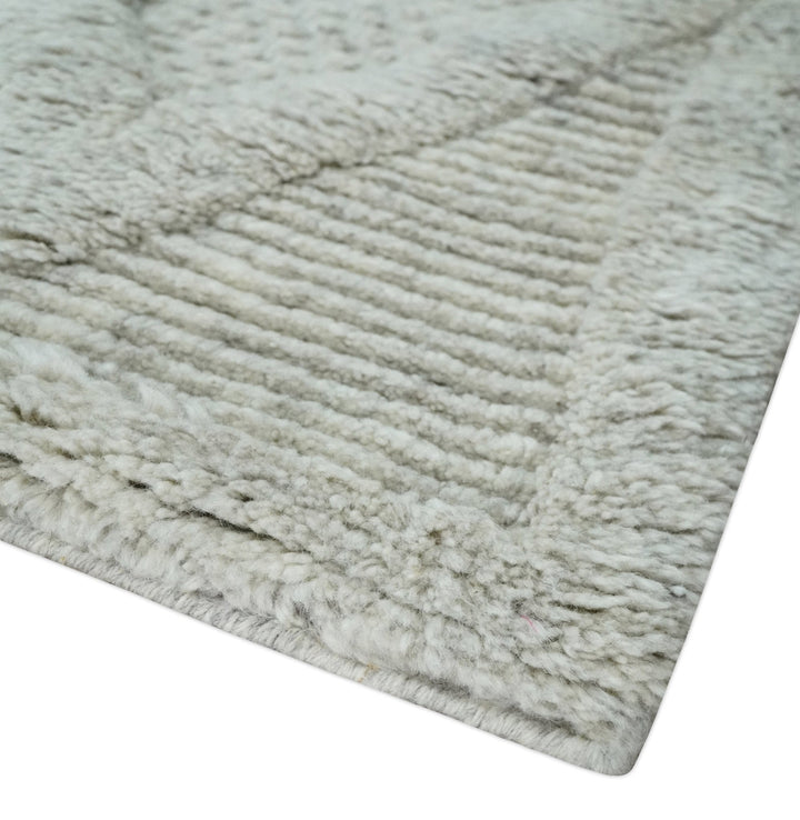 8x10 carved Texture Silver and Charcoal Geometrical hand knotted wool Area rug - The Rug Decor
