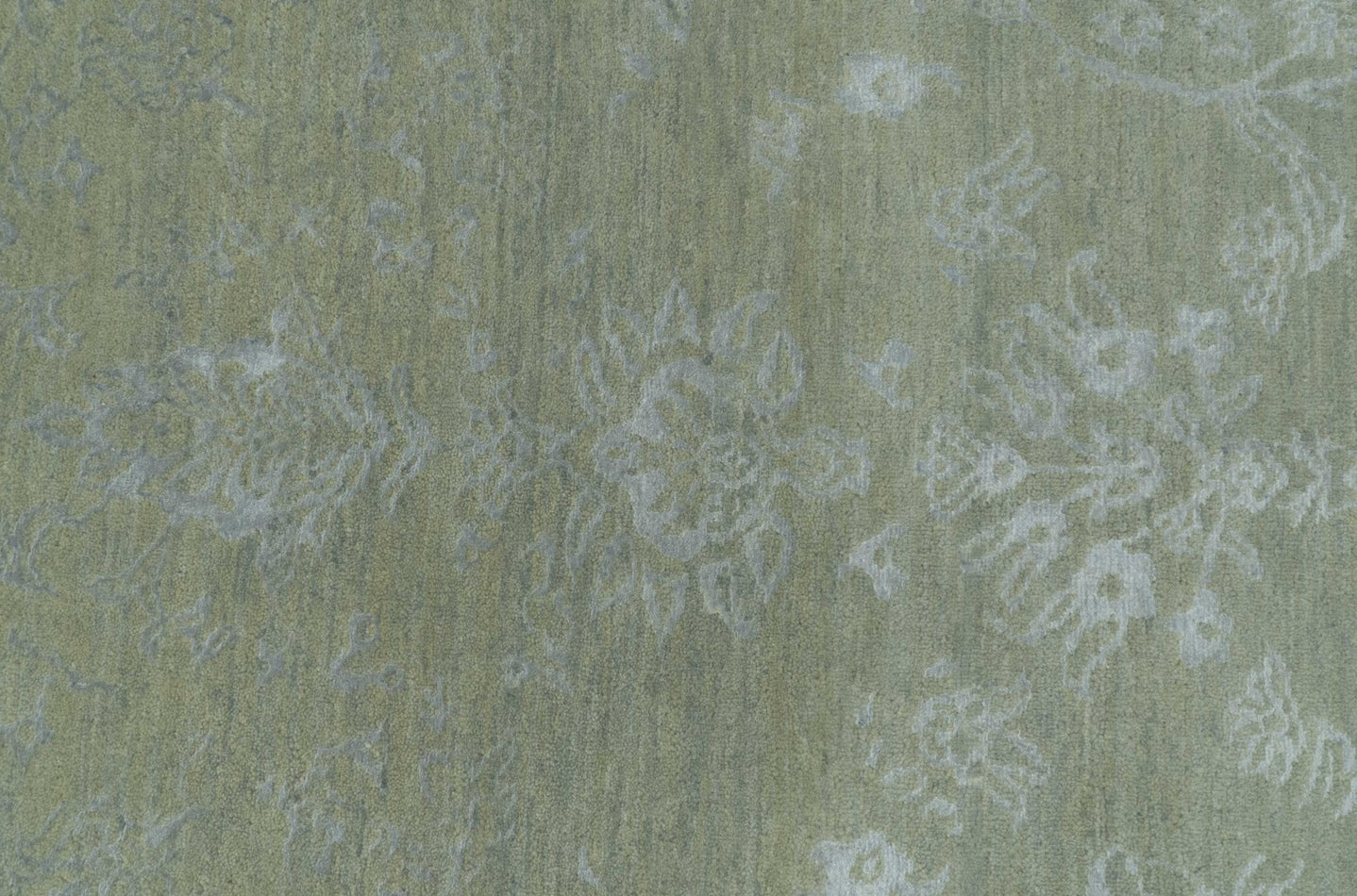 8X10 Fine Hand Knotted Green And Gray Modern abstract Design Wool and Art Silk Rug - The Rug Decor