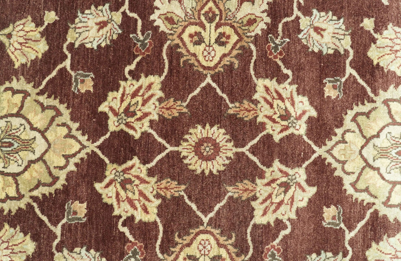 8X10 Fine Hand Knotted Rust And Gold Traditional Design Wool Rug - The Rug Decor