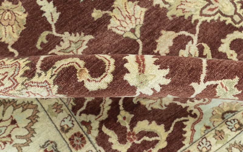 8X10 Fine Hand Knotted Rust And Gold Traditional Design Wool Rug - The Rug Decor