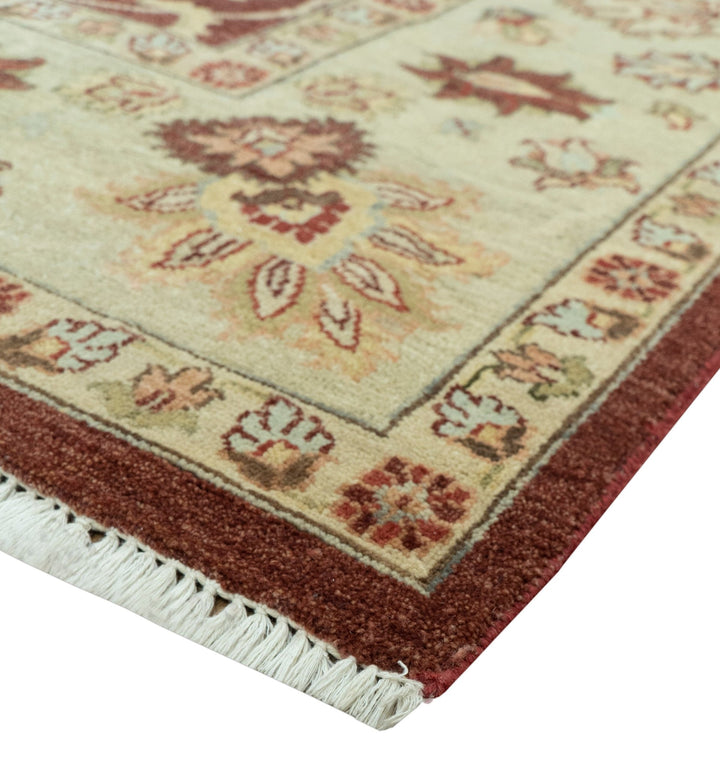 8X10 Fine Hand Knotted Rust And Gold Traditional Design Wool Rug - The Rug Decor