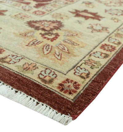 8X10 Fine Hand Knotted Rust And Gold Traditional Design Wool Rug - The Rug Decor