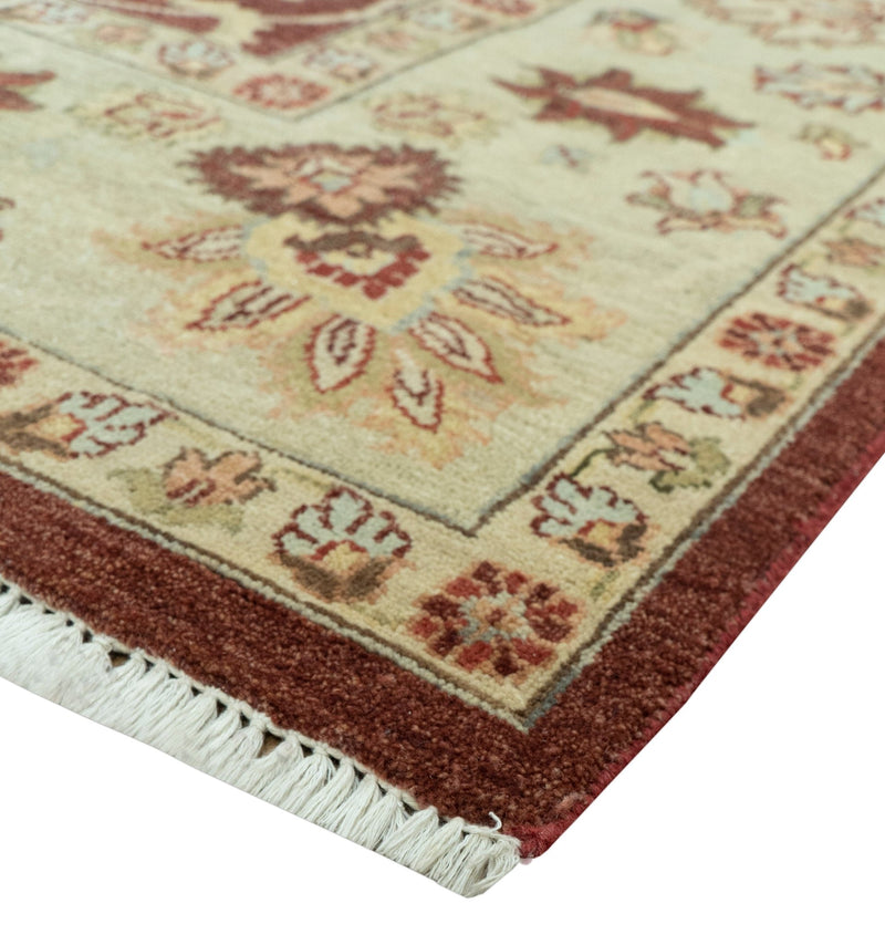 8X10 Fine Hand Knotted Rust And Gold Traditional Design Wool Rug - The Rug Decor