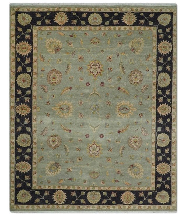 8x10 Fine Hand Knotted Silver and Black Antique Traditional Vintage Persian Wool Rug - The Rug Decor