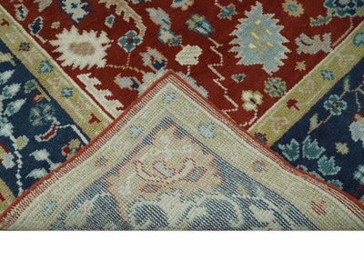 8x10 Floral Brown, Blue and Beige Hand Knotted Oriental Oushak wool Rug - The Rug Decor