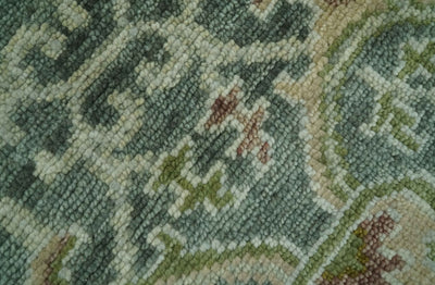 8x10 Gray, Silver and Green Hand Knotted Traditional Large Design wool area rug - The Rug Decor