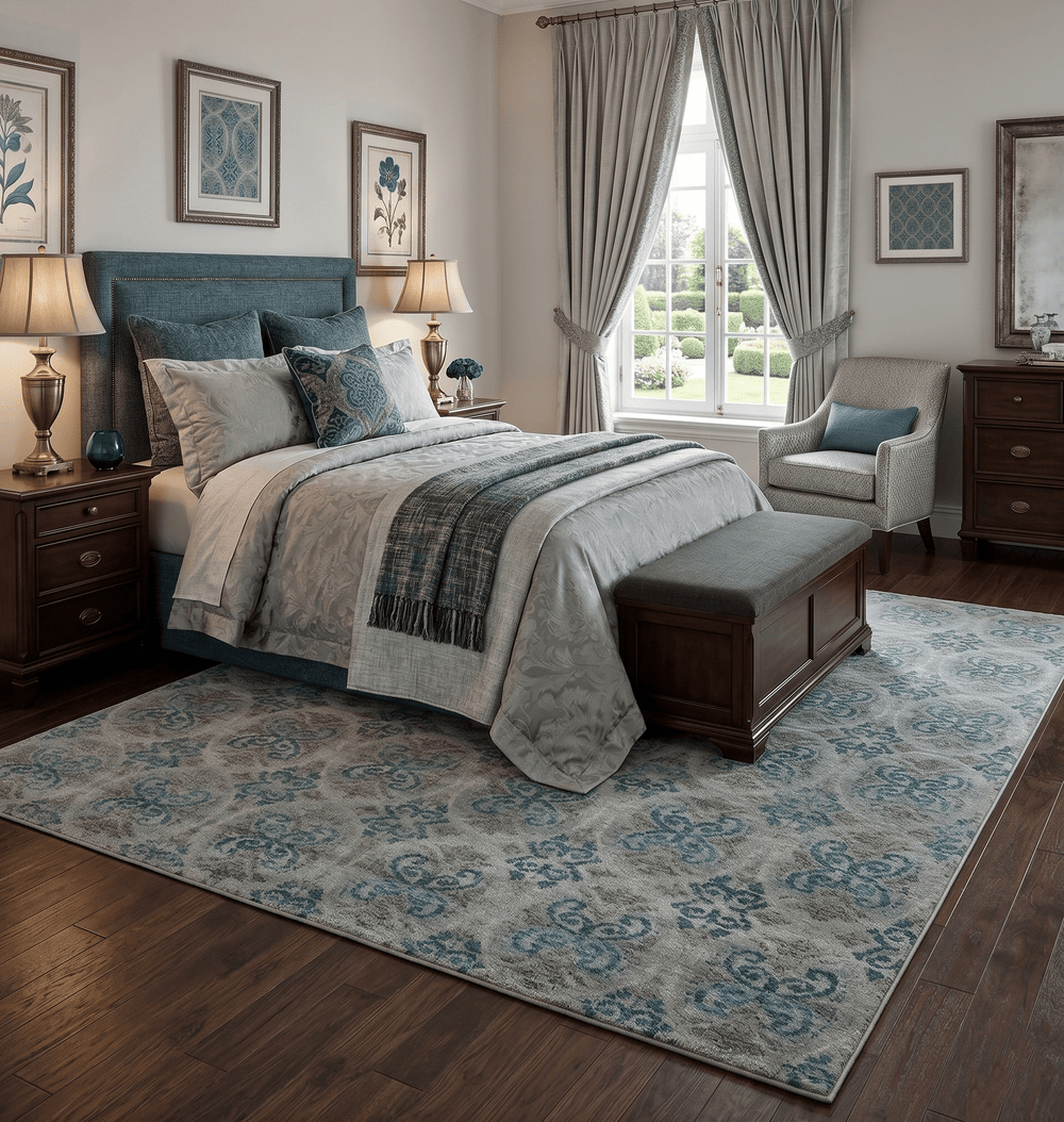 8x10 Hand Knotted Gray, Blue and Brown Modern Contemporary Recycled Silk Area Rug - The Rug Decor