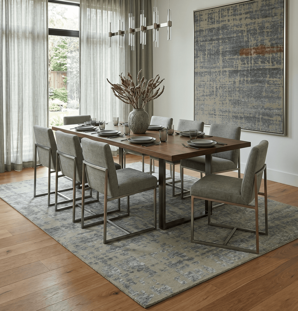 8x10 Hand Knotted Woolen Modern Contemporary Beige and Silver Tribal Area Rug - The Rug Decor