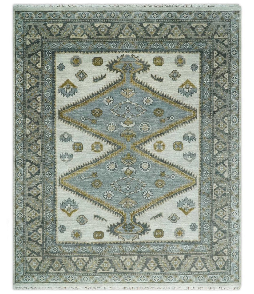 Ivory, Gray and Camel Traditional Medallion Area Rug