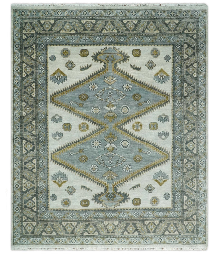Ivory, Gray and Camel Traditional Medallion Area Rug