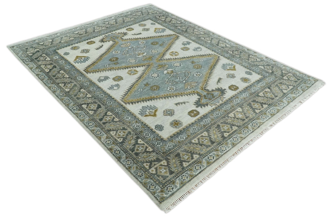 Ivory, Gray and Camel Traditional Medallion Area Rug
