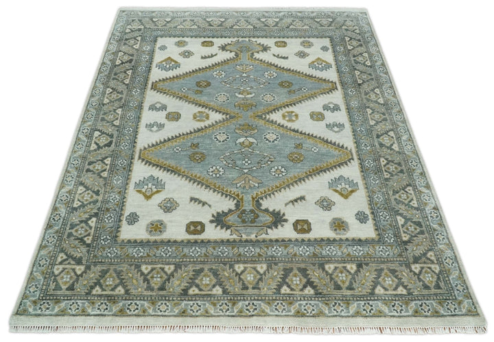 Ivory, Gray and Camel Traditional Medallion Area Rug