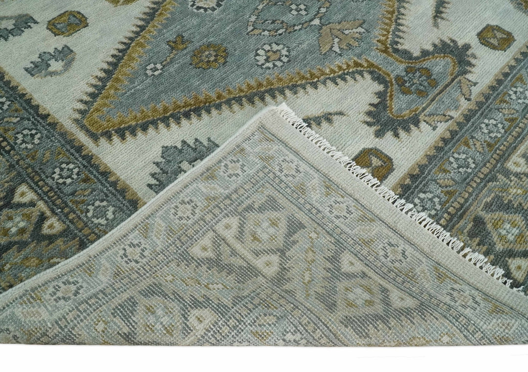 Ivory, Gray and Camel Traditional Medallion Area Rug