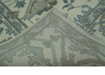 8x10 Ivory, Gray and Olive Hand Knotted Oriental Oushak Wool area rug - The Rug Decor