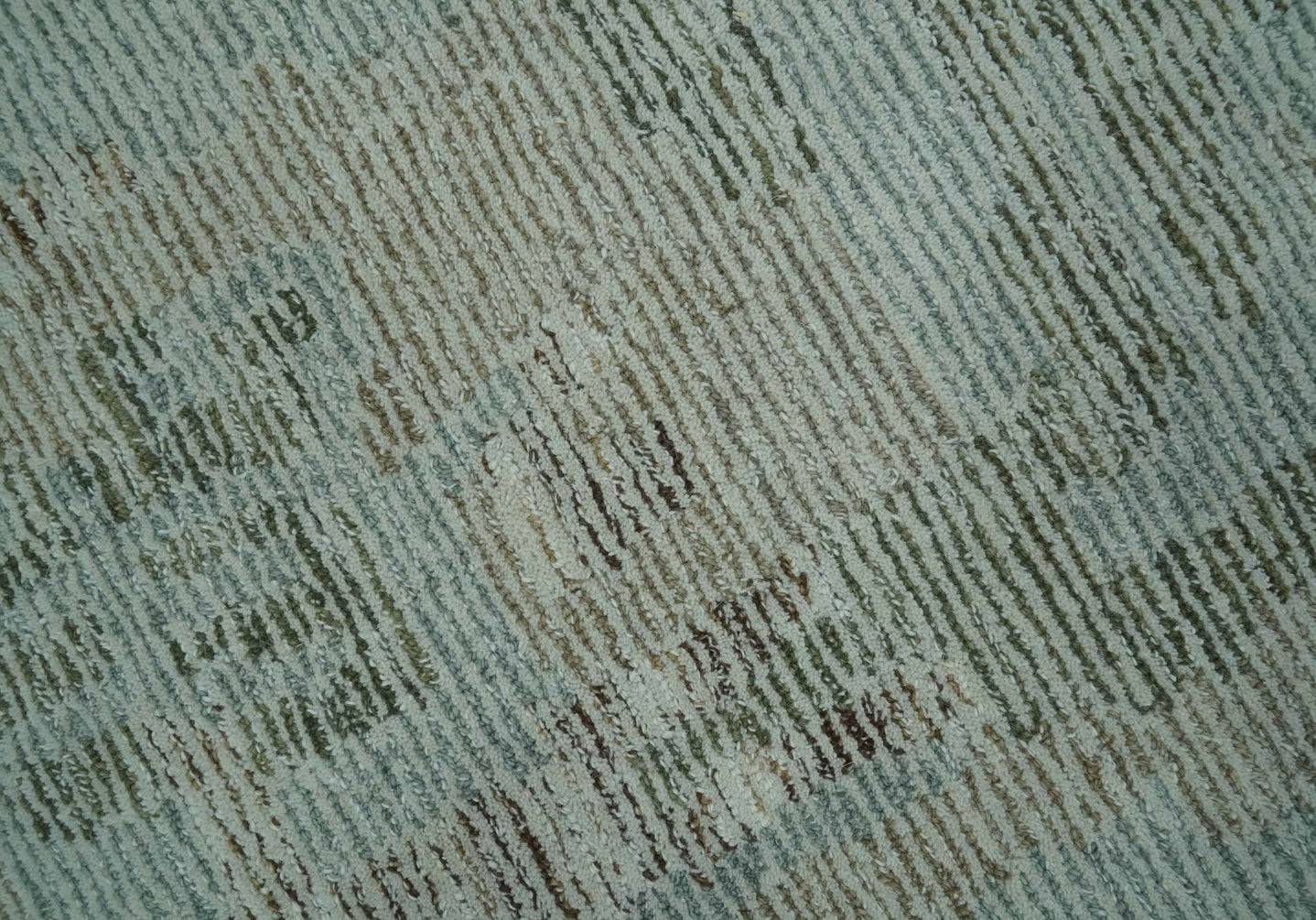 8x10 Modern Abstract Teal, Olive and Ivory Hand Tufted wool area rug - The Rug Decor