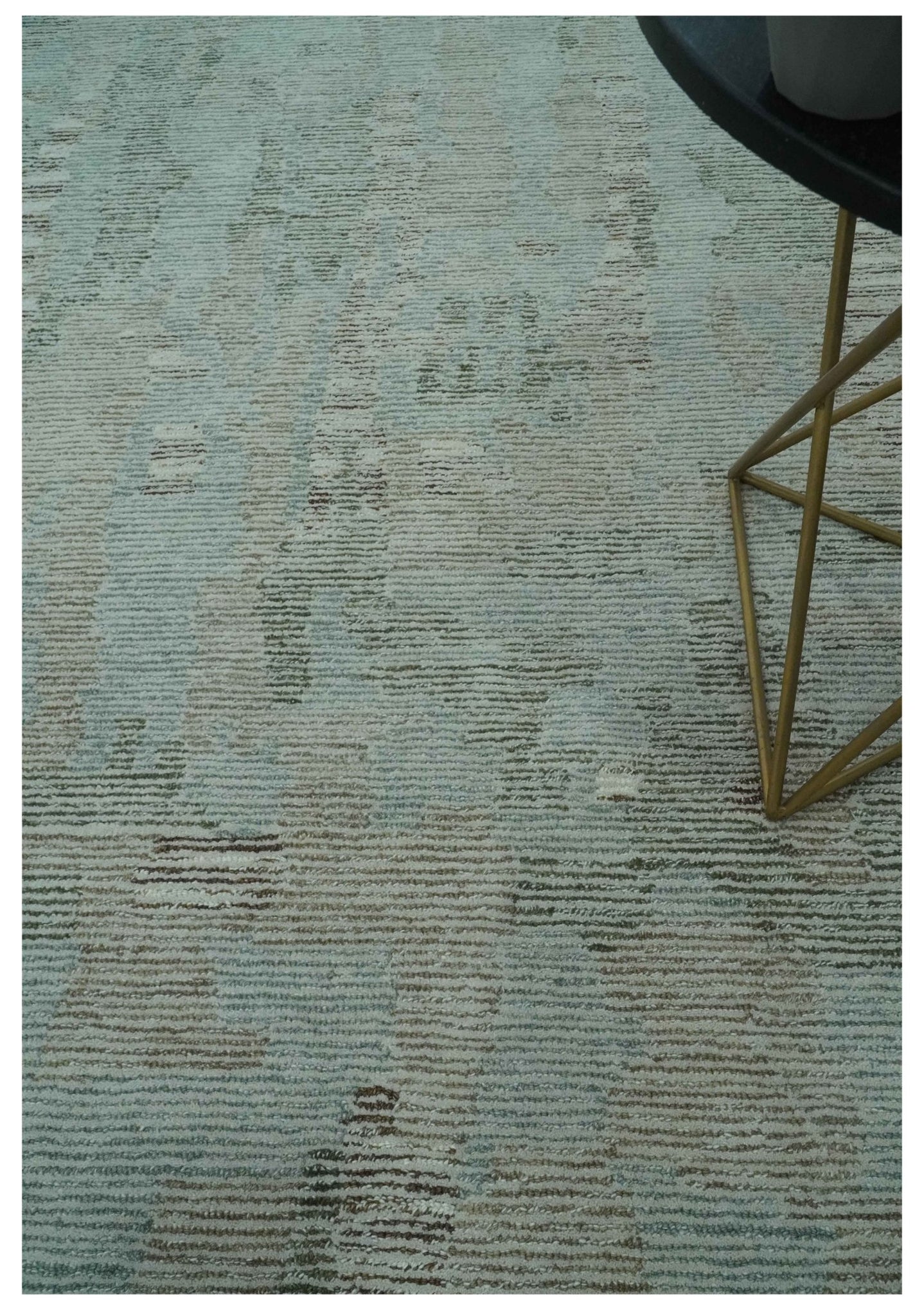 8x10 Modern Abstract Teal, Olive and Ivory Hand Tufted wool area rug - The Rug Decor