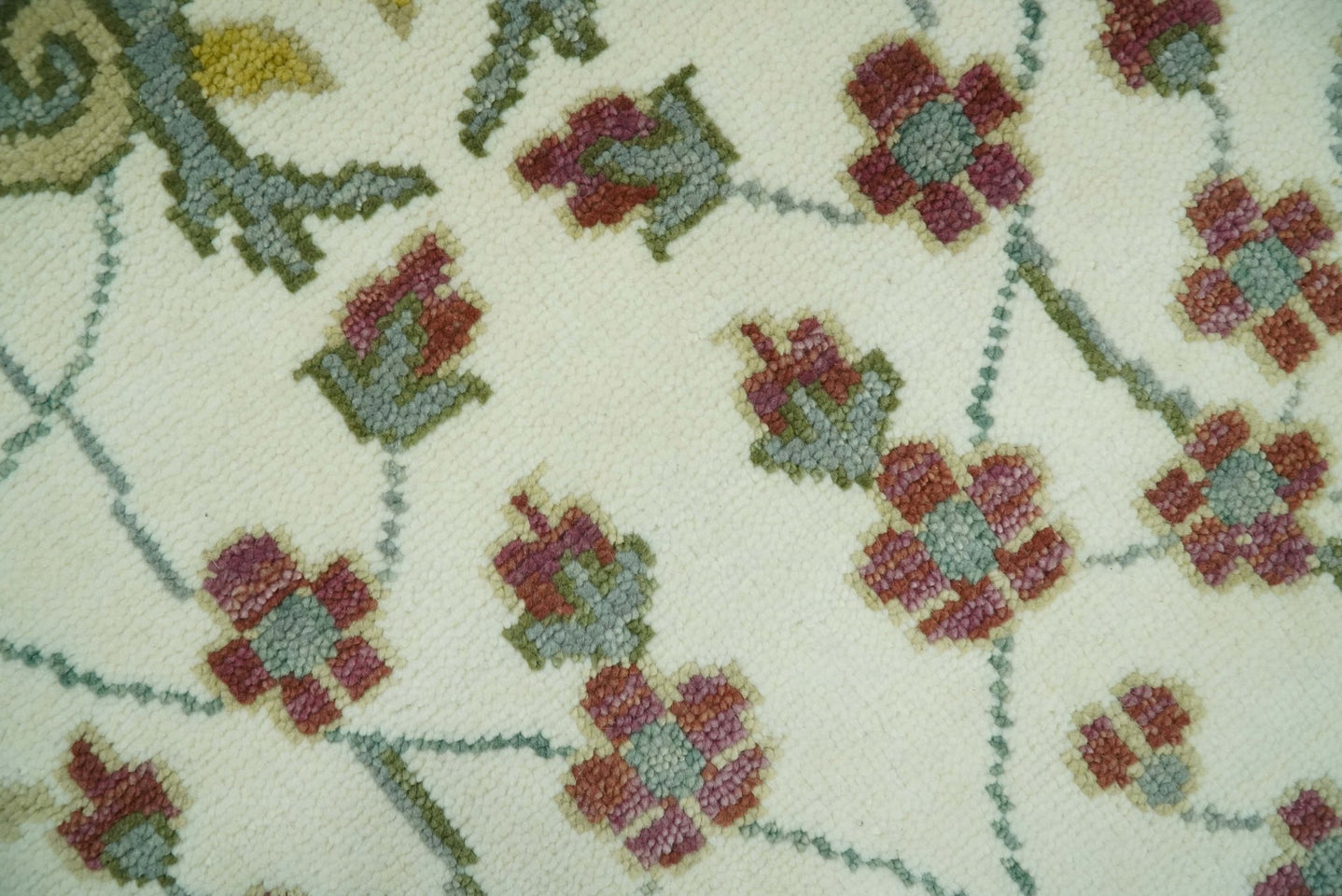 8x10 Peacock Garden Ivory and Green Bird Hand Knotted Wool Area Rug - The Rug Decor