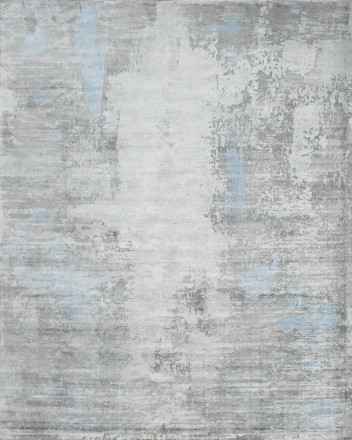 Ready to Ship Gray And Silver Modern Abstract Hand Loom 8x10 Viscose Rug