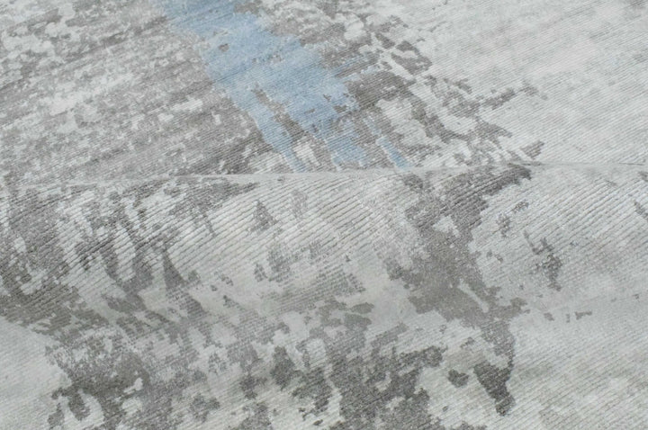 Ready to Ship Gray And Silver Modern Abstract Hand Loom 8x10 Viscose Rug