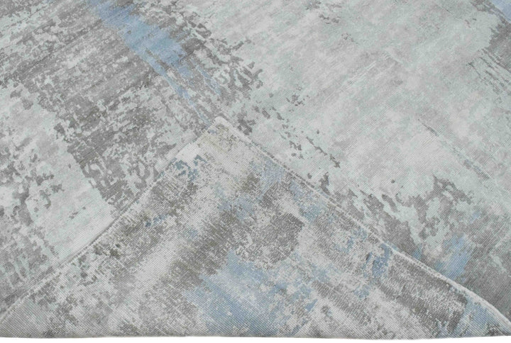 Ready to Ship Gray And Silver Modern Abstract Hand Loom 8x10 Viscose Rug