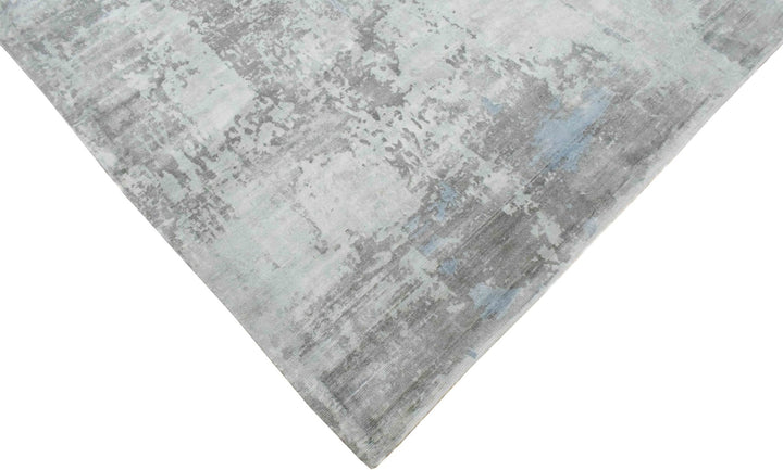 Ready to Ship Gray And Silver Modern Abstract Hand Loom 8x10 Viscose Rug