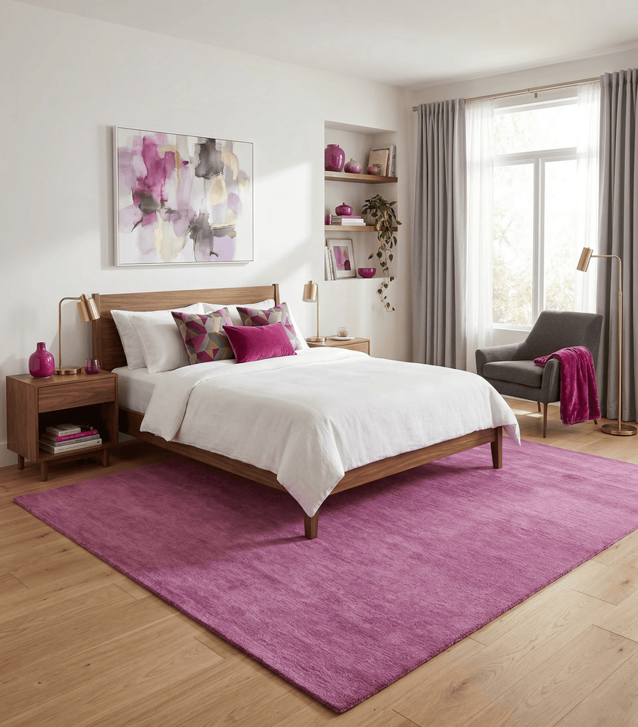 8x10 Solid Purple Woolen Hand Tufted wool area Rug - The Rug Decor