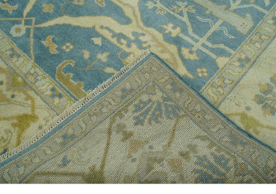 8x10 Teal, Olive and Beige Hand Knotted Traditional Oriental Oushak wool area rug - The Rug Decor