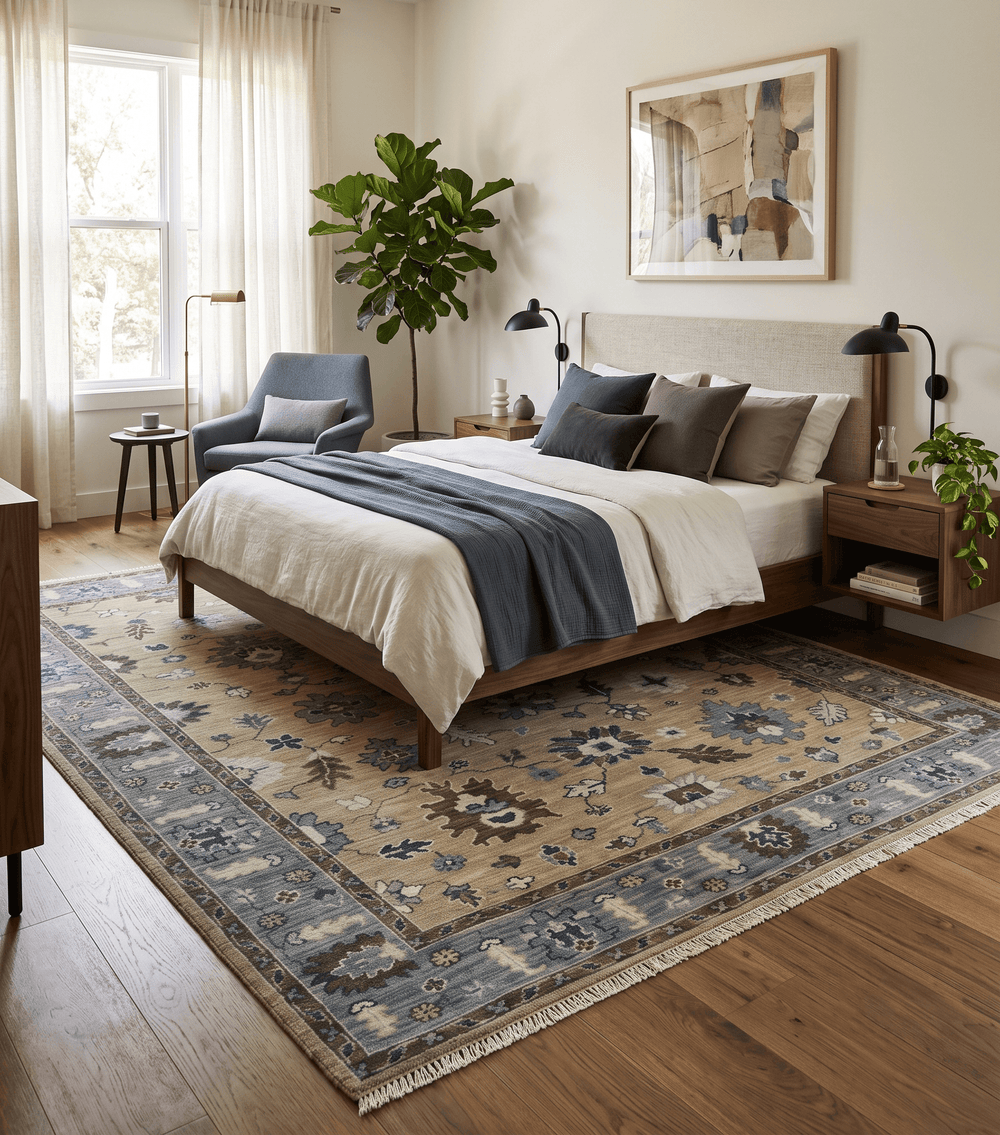 8x10 Traditional Beige and Gray Antique Style Floral Hand knotted Wool Area Rug - The Rug Decor