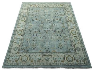 8x10 Traditional Hand Knotted Gray and Ivory Hand Knotted wool area Rug - The Rug Decor