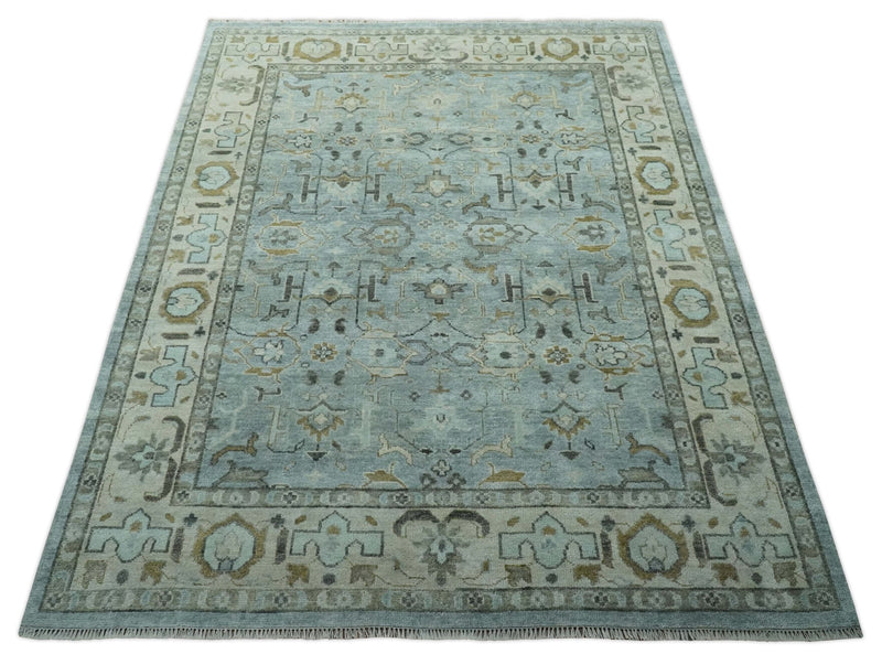 8x10 Traditional Hand Knotted Gray and Ivory Hand Knotted wool area Rug - The Rug Decor