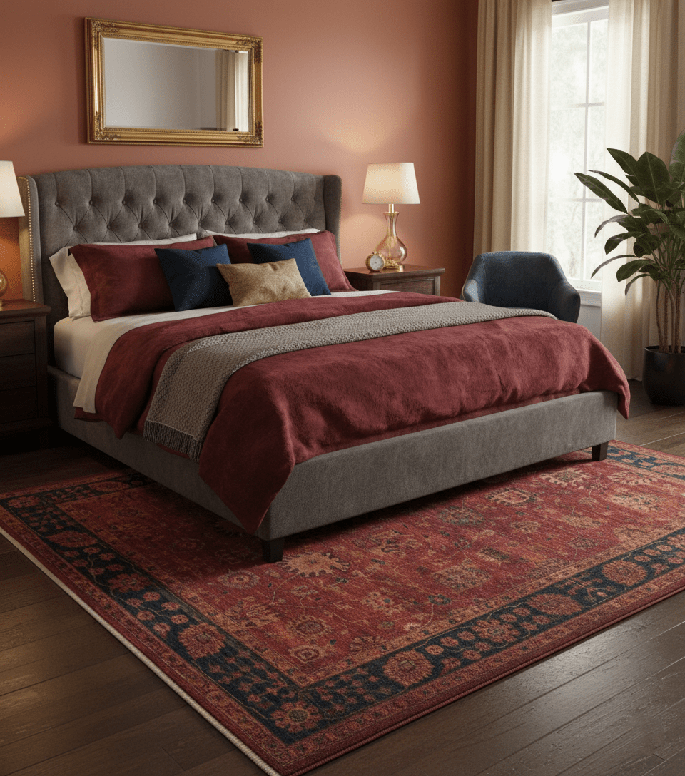 8x10 Traditional Overdyed Red And Black Hand Knotted Wool Area Rug - The Rug Decor