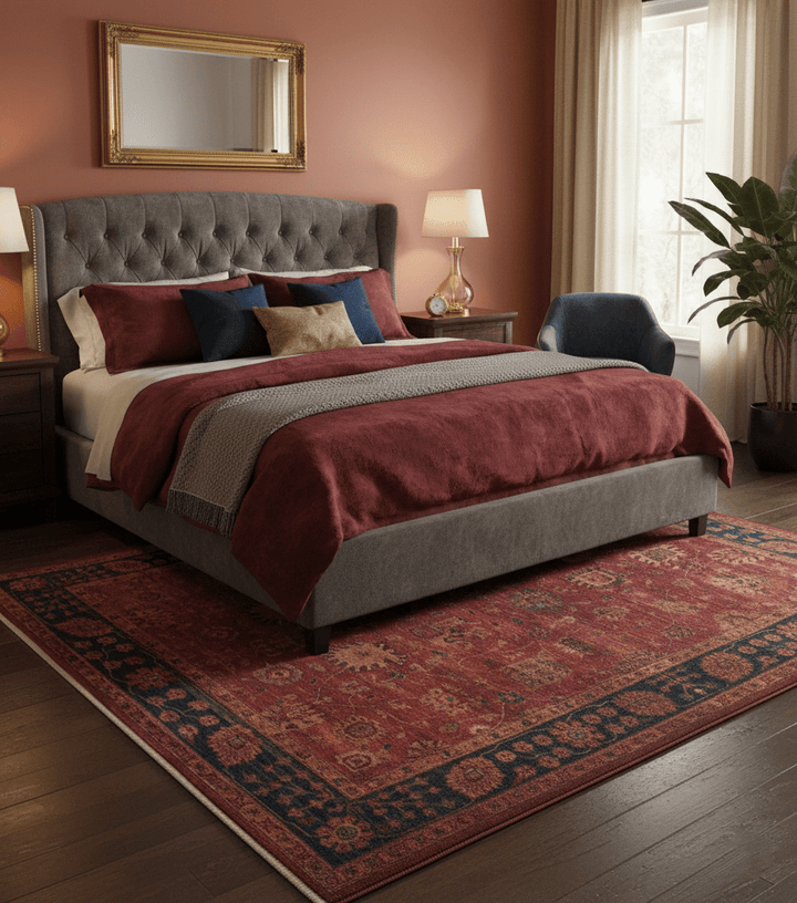 8x10 Traditional Overdyed Red And Black Hand Knotted Wool Area Rug - The Rug Decor