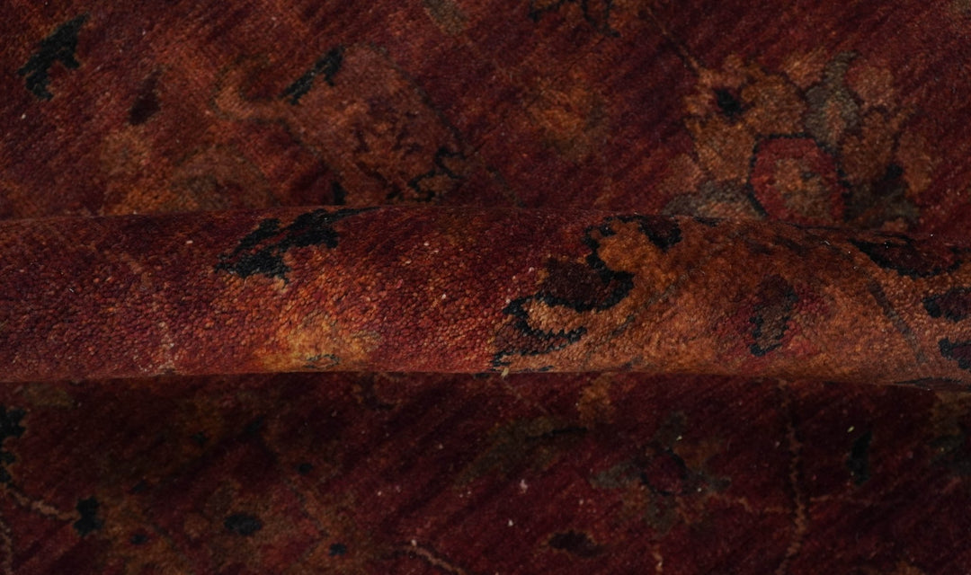 8x10 Traditional Overdyed Red And Black Hand Knotted Wool Area Rug - The Rug Decor