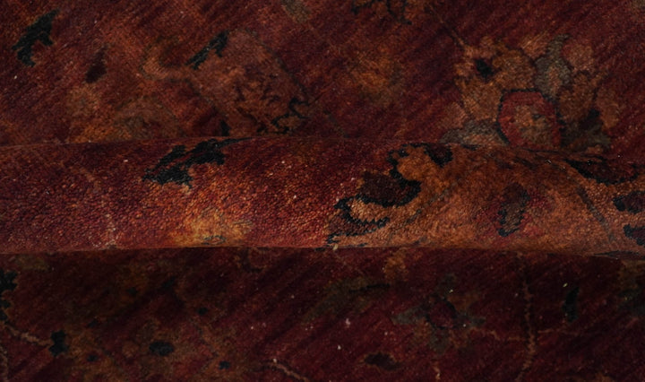 8x10 Traditional Overdyed Red And Black Hand Knotted Wool Area Rug - The Rug Decor