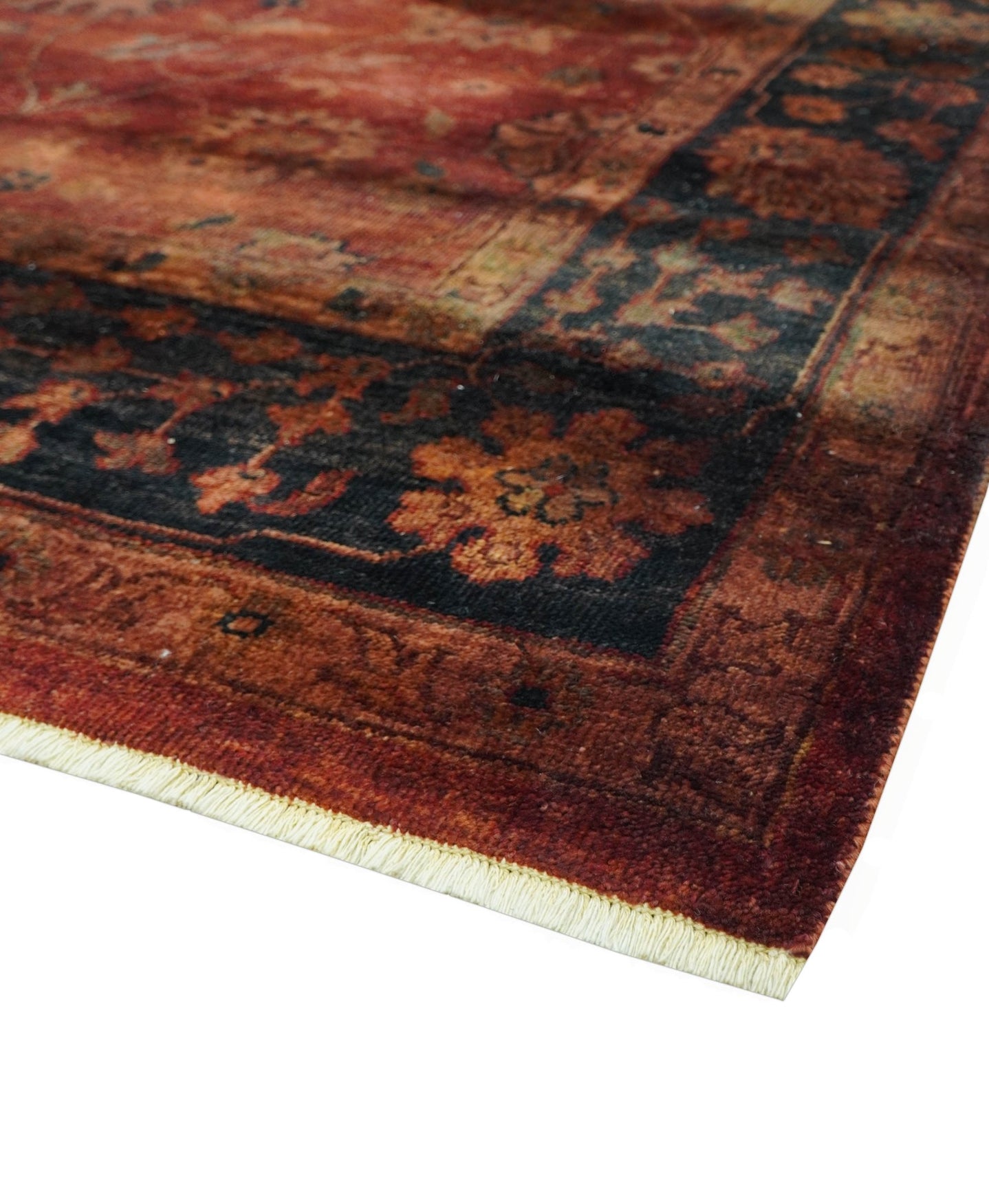 8x10 Traditional Overdyed Red And Black Hand Knotted Wool Area Rug - The Rug Decor