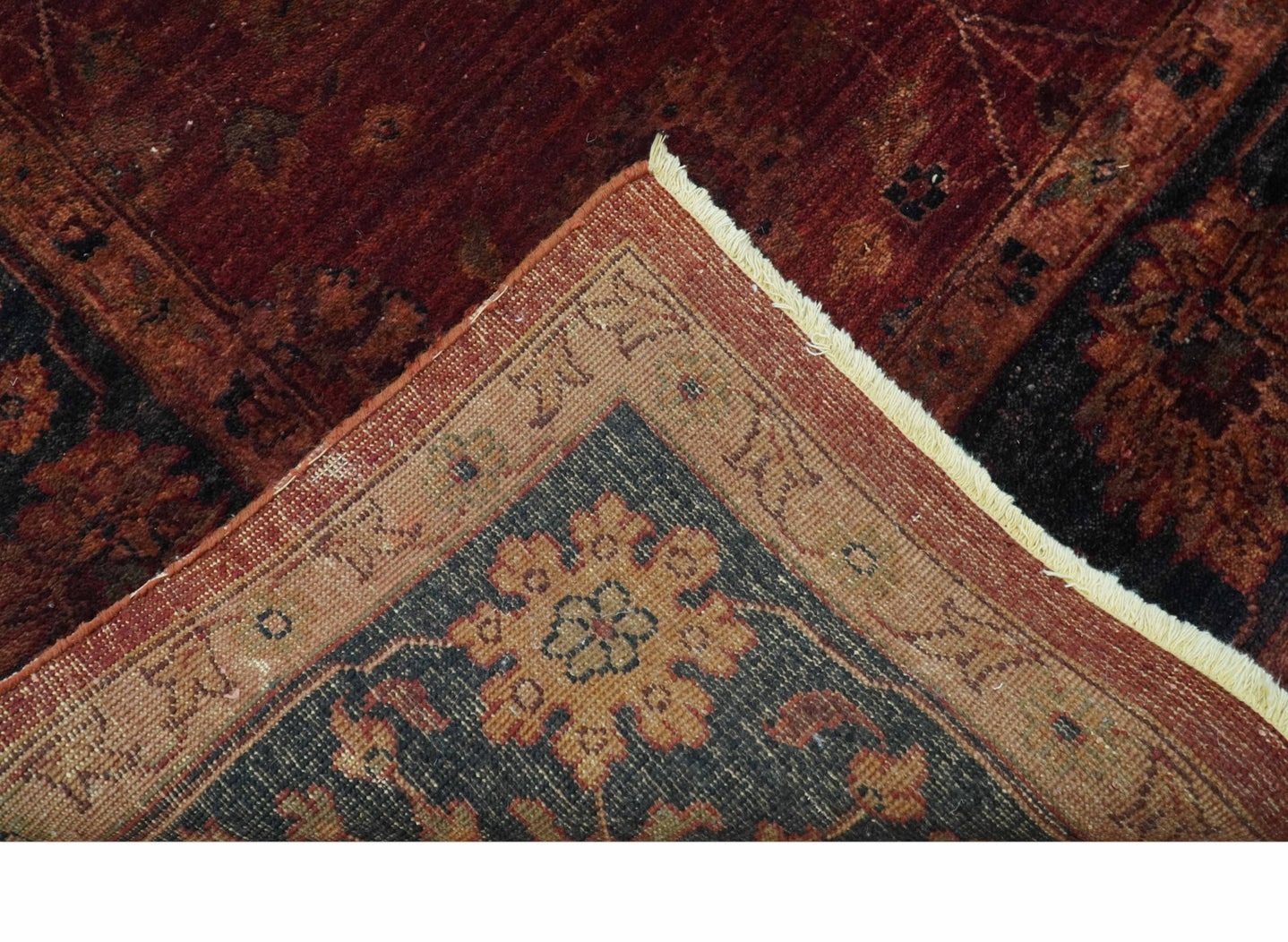 8x10 Traditional Overdyed Red And Black Hand Knotted Wool Area Rug - The Rug Decor