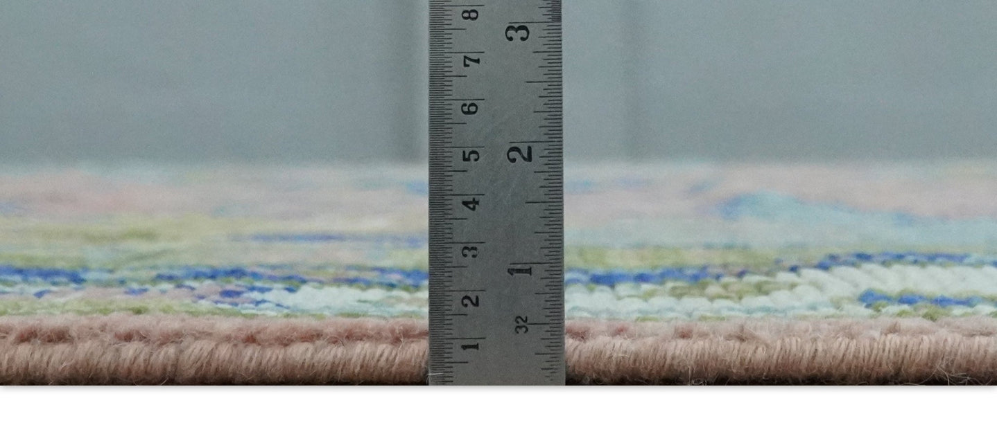 8x10 Wool Traditional Peach, Green and Blue Hand knotted Oushak Area Rug - The Rug Decor