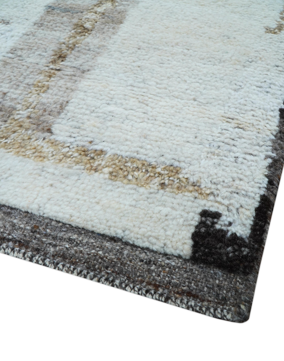 Fossil Custom Made Modern Contemporary Brown Hand knotted Wool Rug