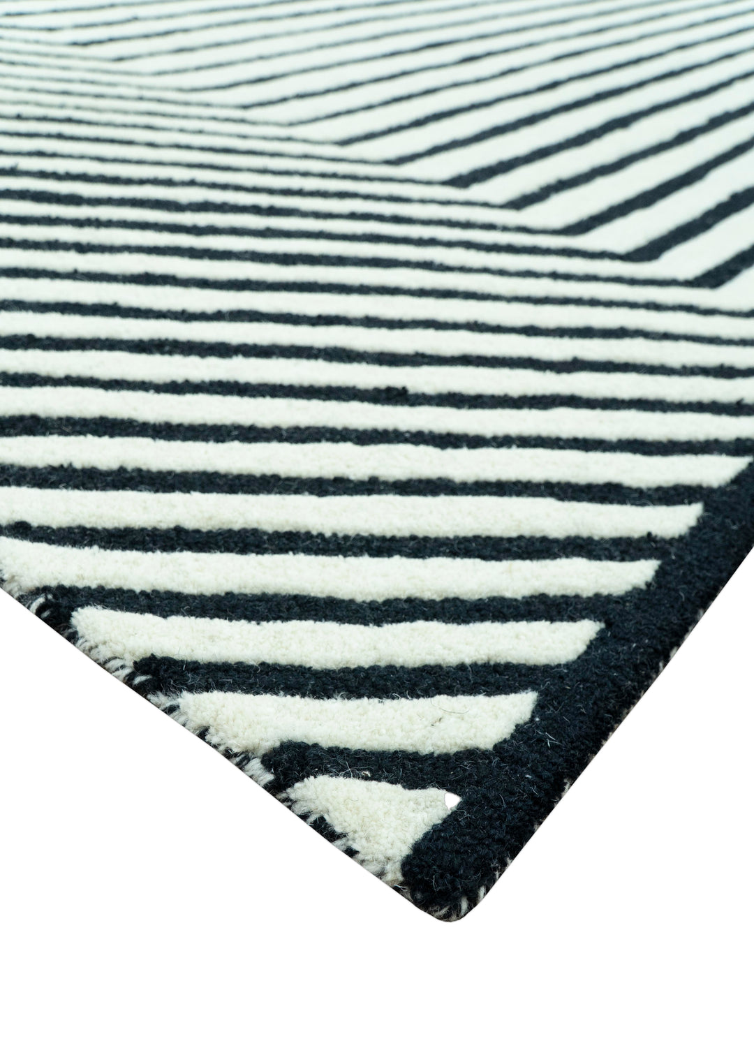 Modern Geometrical Pattern Black And White Hand Tufted Custom Made wool rug