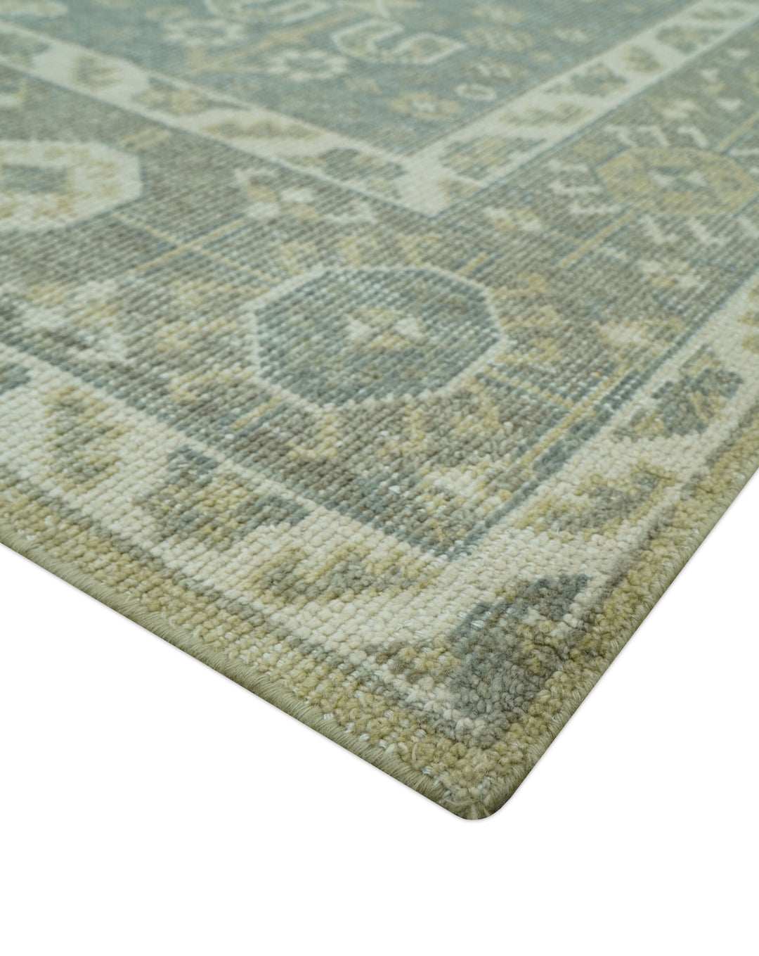 Beige And Gray Traditional Turkish Design Hand Knotted Custom Made Wool Rug