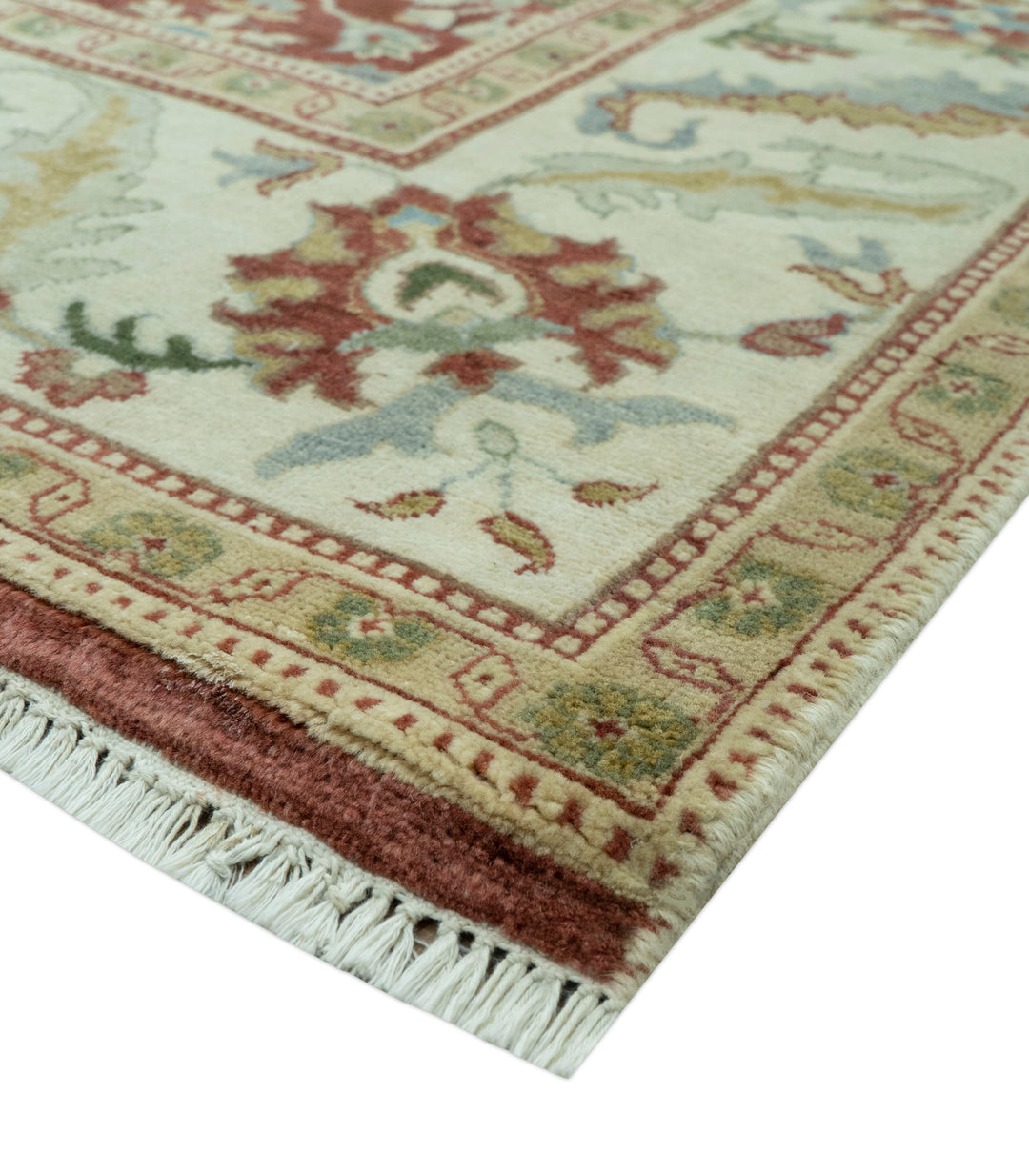 Traditional Design Red And Beige 8x10 Hand Knotted wool rug
