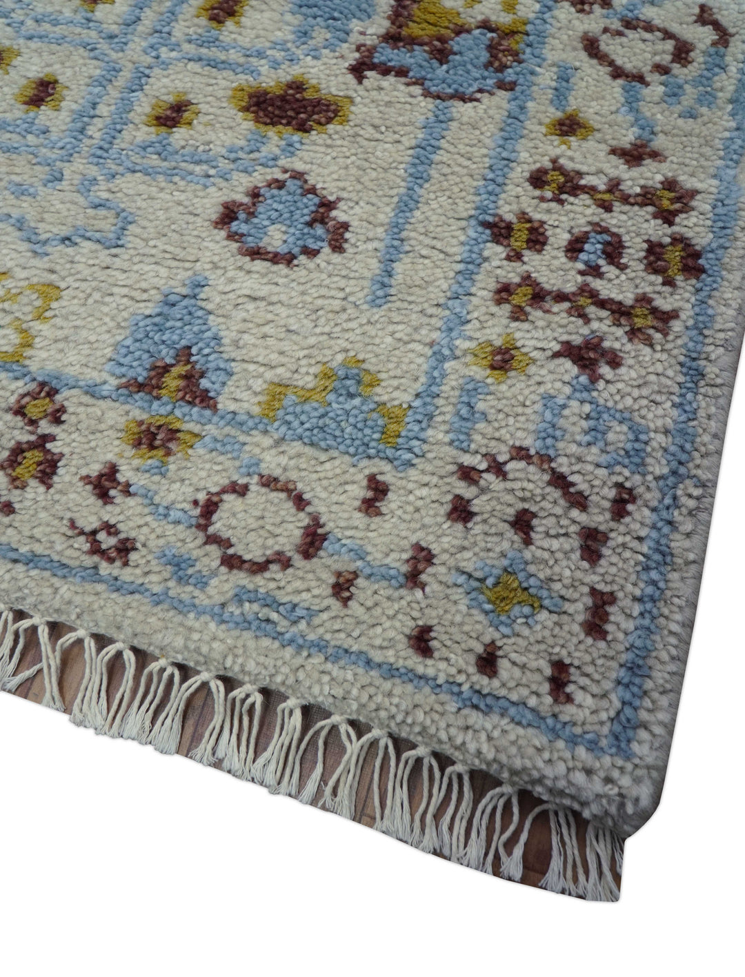 Tree of life Beige And Blue Hand Knotted 2x3 Wool Rug
